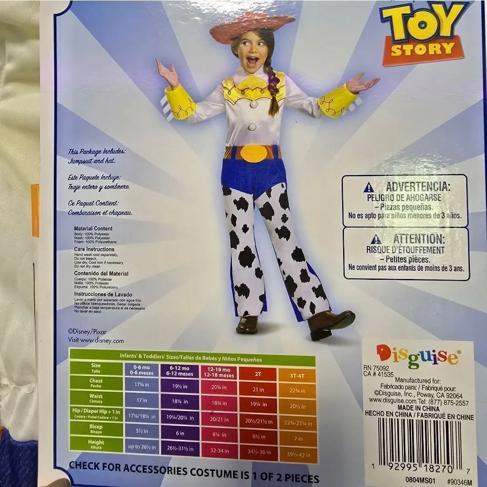 Nwt Disney Official Jessie Toy Story Halloween Kids Costume Cowgirl